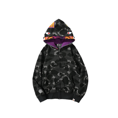 A Bathing Ape Color Camo Tiger Shark Full Zip Double Hoodie