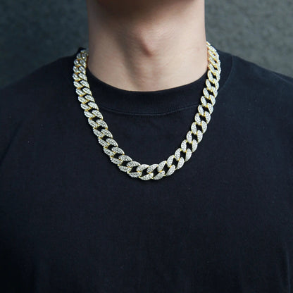 ゴールド Iced Out キューバン チェーン ネックレス