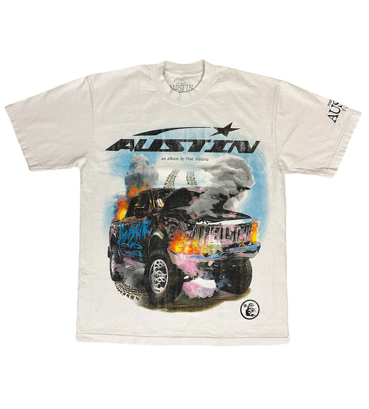 HELLSTAR STUDIOS POST MALONE AUSTIN ALBUM CREAM Tシャツ