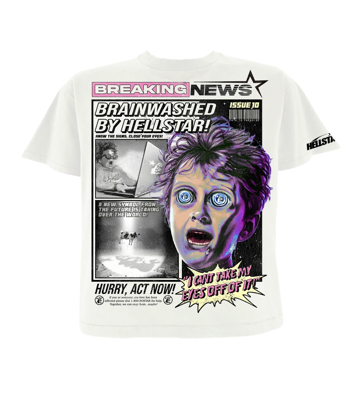 HELLSTAR STUDIOS BREAKING NEWS CREAM Tシャツ