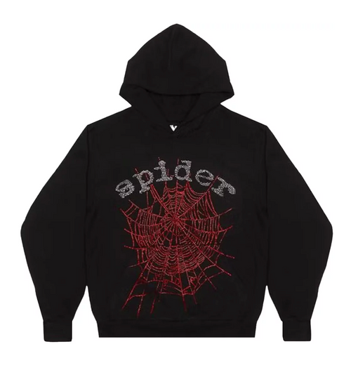 Sp5der OG RHINESTONE  BLACK パーカー