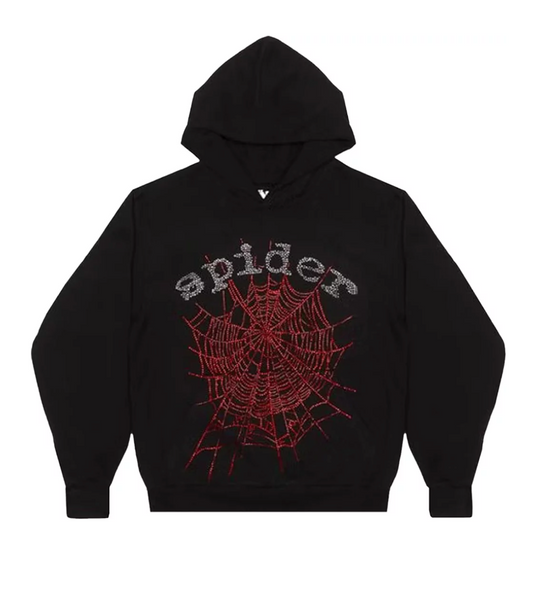 Sp5der OG RHINESTONE  BLACK パーカー