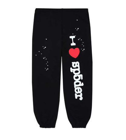 Sp5der I HEART SP5 BLACK スウェットパンツ