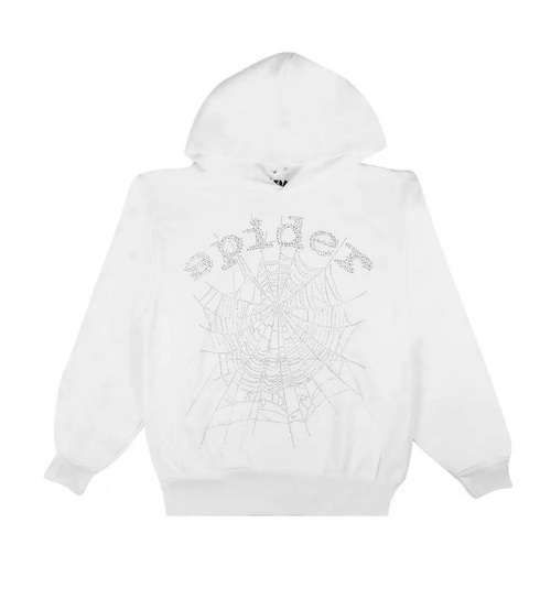 Sp5der OG RHINESTONE  WHITE パーカー
